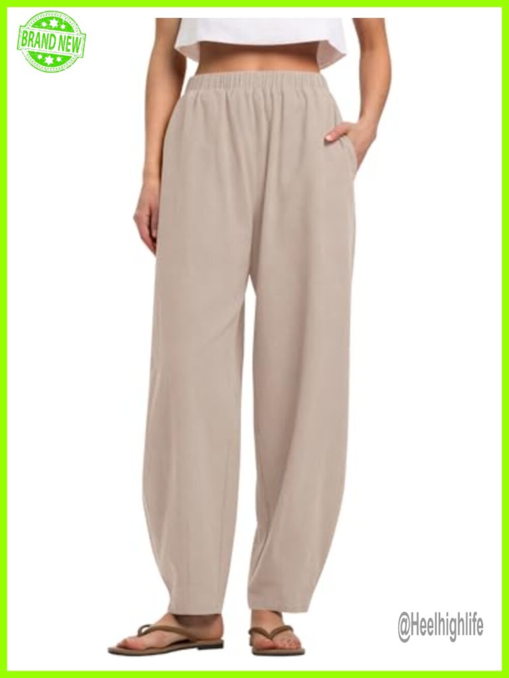 Linen Barrel Pants Wide Leg Palazzo Baggy Harem Summer Trousers